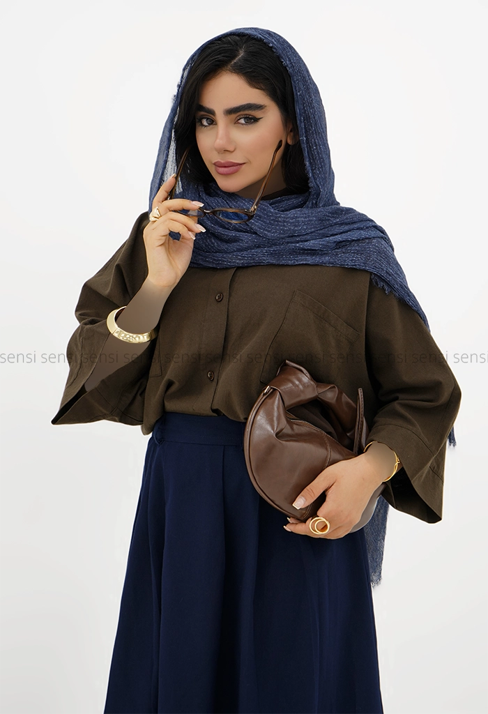 شومیز زنانه لینن باکسی کیمونو کد1006056